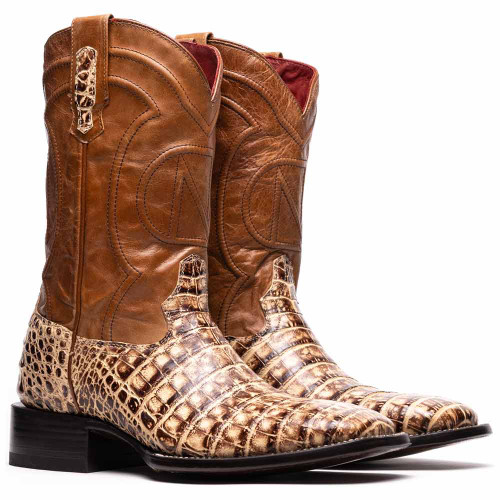 Marco Di Milano Tucson Genuine Caiman Belly Skin Stone Orix Cowboy Boot