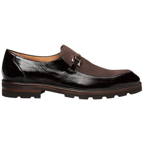 Valone Hi-Shine/Suede Lug Brown Slip On | Mezlan Dress Loafers for Men