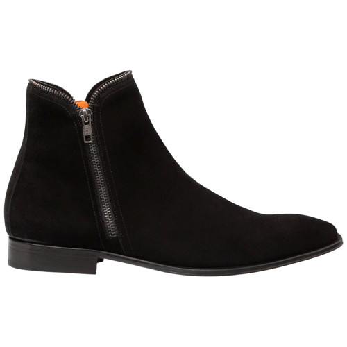 Moretti Black Suede Medallion Toe Zip Boot | Mezlan Dress Boots for Men