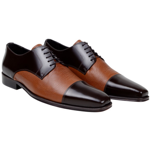 Studio Belvedere Alexander Men’s Brown/Tan Cap Toe Derby Studio Belvedere Alexander Men’s Brown/Tan Cap Toe Derby