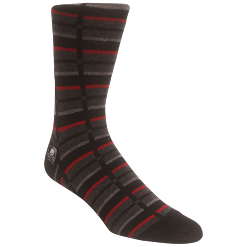 Stacy Adams Red/Black Offset Stripe Crew Dress Sock