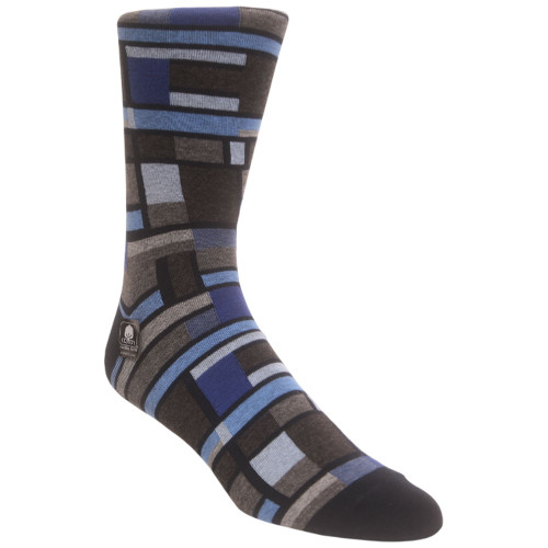 Stacy Adams Blue/Navy Offset Stripe Crew Dress Sock