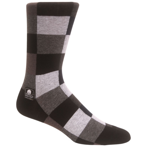 Stacy Adams Black/White Oversized Checks Crew Dress Sock