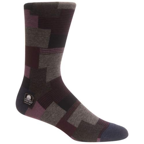 Stacy Adams Plum/Blue Modern Motif Crew Dress Sock