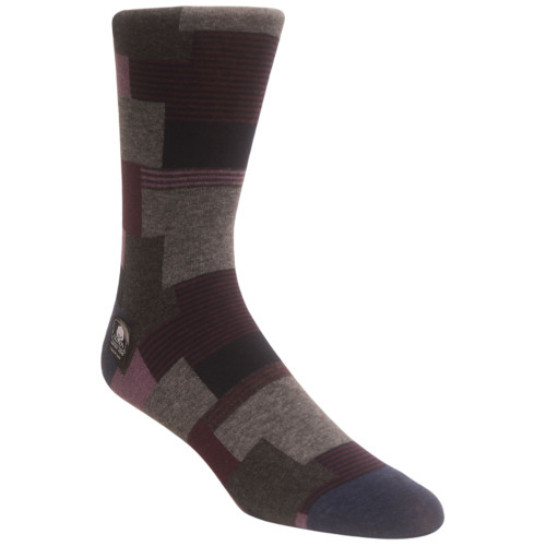Stacy Adams Plum/Blue Modern Motif Crew Dress Sock