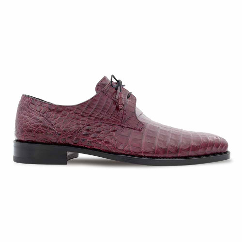 Mezlan Anderson burgundy genuine crocodile lace-up shoe, side profile view