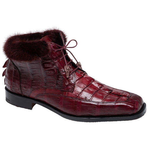 Mauri Men's Hornback Tail & Crocodile CAVE Red Ankle Boots