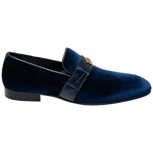 Mauri Men’s Velvet & Alligator Skin Wonder Blue Loafers