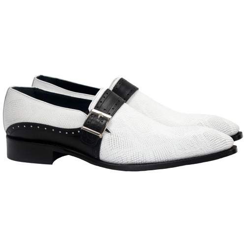 Duca Sezze White/Black Snake Print Calf-Skin Loafers | Italian Handmade
