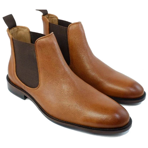 Alan Payne Brisbane mahogany Chelsea boot, pair, tumbled calfskin leather, 3/4 view