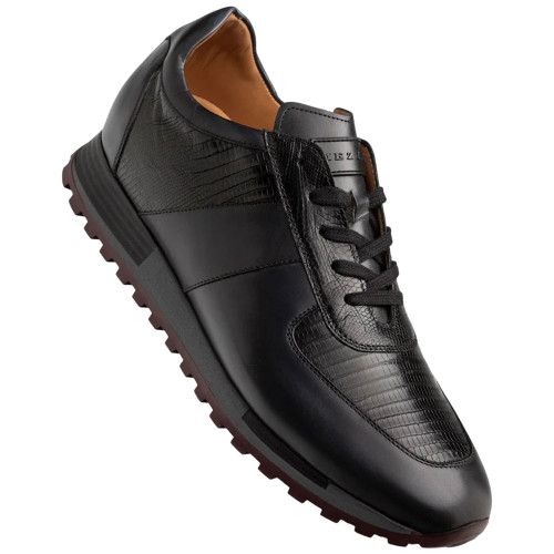 Mezlan Men’s Greenwich Genuine Lizard Skin Black Sneaker