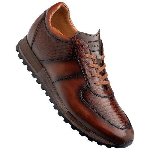 Mezlan Men’s Greenwich Genuine Lizard Skin Tan Sneaker