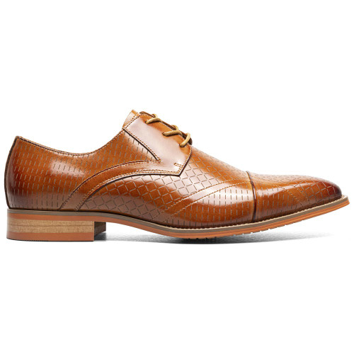 Stacy Adams Men’s Hobson Tan Embossed Leather Oxford Shoes