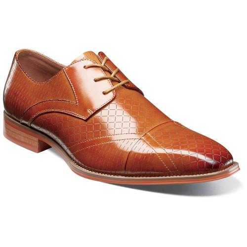 Stacy Adams Men’s Hobson Tan Embossed Leather Oxford Shoes