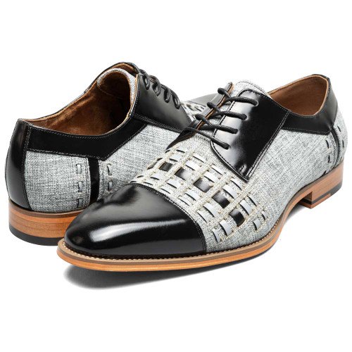Stacy Adams Men’s Black/Grey Patent Cut-Out Oxford Shoes