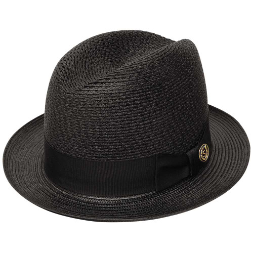 Stetson Madison Straw Fedora Black Milan Straw Hats