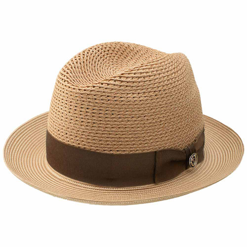 Stetson Madison Straw Fedora Cognac Hat with Vented Crown