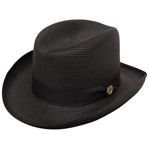 Stetson El Dorado Black Florentine Milan Straw Homburg Hat