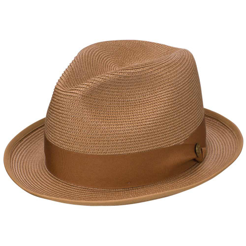 Stetson Latte Cognac Florentine Milan Firm Finish Bound Edge Sweat Band Hat