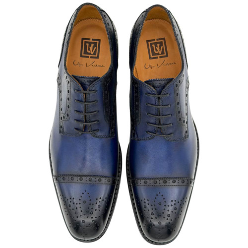 Ugo Vasare Gaelic Goodyear Welt Cap Toe Navy Dress Shoes