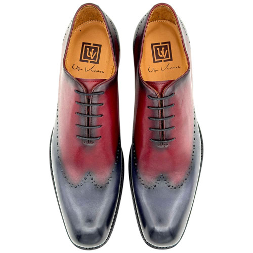 Ugo Vasare Williams Goodyear Welt Wholecut Toe Burgundy Grey Dress Shoes