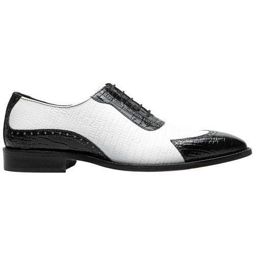 Stacy Adams Tarango Modified Cap Toe Black and White Oxford Shoes for Men