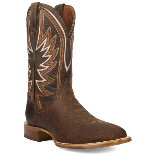 Dan Post Boar’s Run Rust Wild Boar Skin Broad Square Toe Western Cowboy Boots
