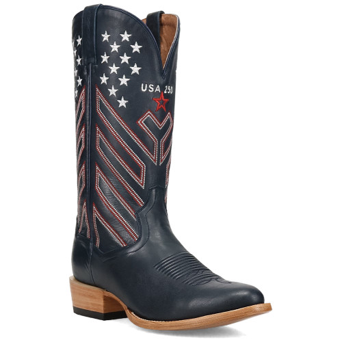 Dan Post America 250 Blue Multi Leather Medium R Toe Western Cowboy Boots