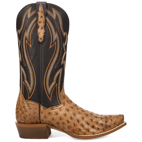 Dan Post Grit Tan Full Quill Ostrich Snip Toe Western Cowboy Boots