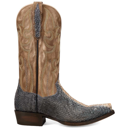 Dan Post Stryker Grey Exotic Python Skin Snip Toe Western Cowboy Boots
