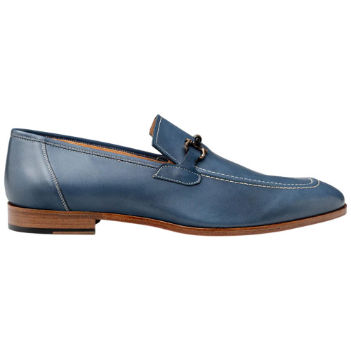 Mezlan Men’s Rios II Flex Jeans Blue Ornament Calfskin Moc Toe Dress Loafer
