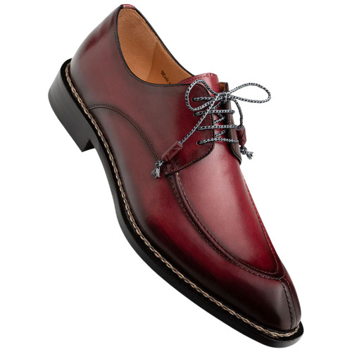 Mezlan Men’s Belmonte Burgundy Hand-Finished Patina Calfskin Derby Shoes