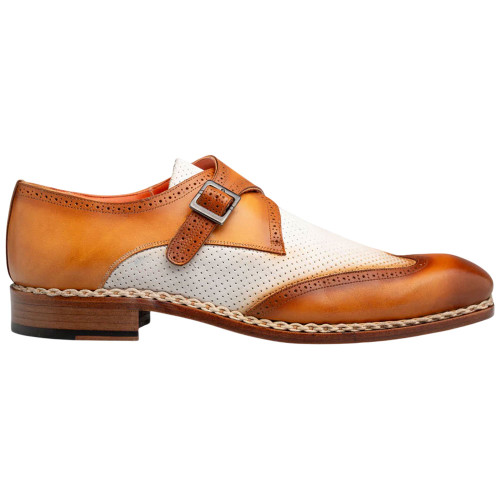 Mezlan Men’s Wingtip Spectator Monk Strap Camel/Bone Shoes