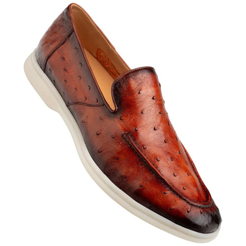 Mezlan of Spain Men’s Marmi Ostrich Flex Brandy Casual Loafer