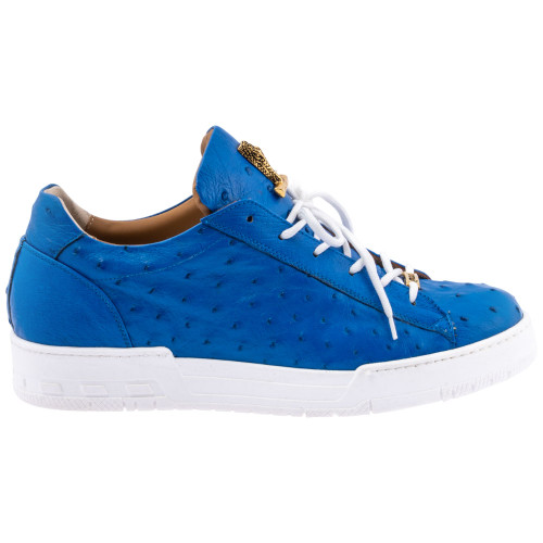 MAURI Men’s Full Quill Ostrich Leather Fattori Royal Blue Sneaker