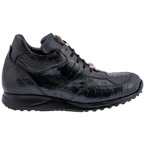 MAURI Men’s Brett Black Ostrich Quill & Ostrich Leg Sneaker