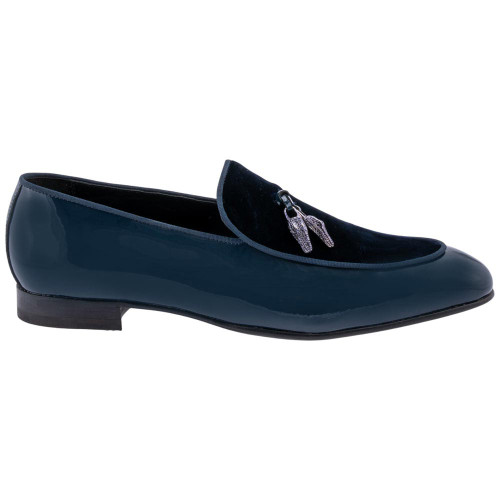 MAURI Men’s Bliss Wonder Blue Patent & Velvet Tassel Loafers