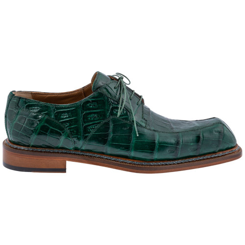 MAURI Dome Men’s Baby Crocodile Leather Green Derby Shoes