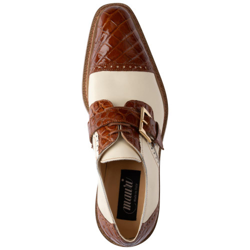 MAURI Men’s Flawless Cognac Alligator Monk Strap Dress Shoe
