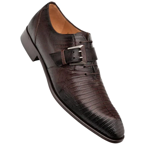 Mezlan Omero Brown Lizard Monk-Oxford Hybrid Shoes