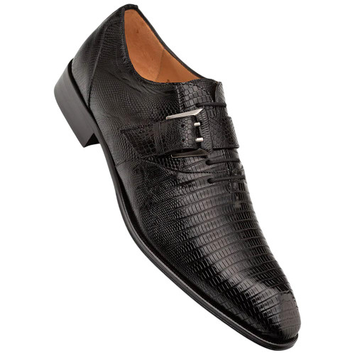 Mezlan Omero Monk-Oxford Black Lizard Hybrid Shoes