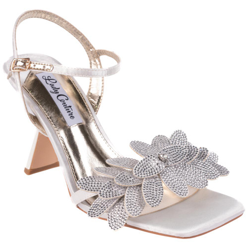 Lady Couture Lust Ivory Rhinestone Petal Slingback Heels