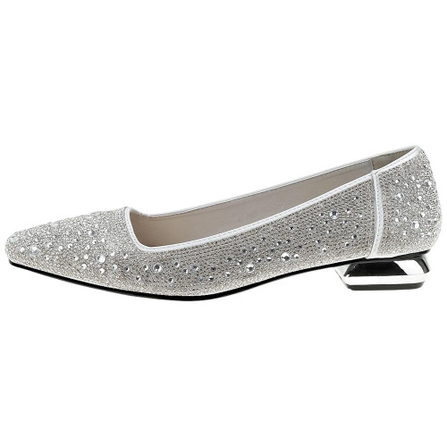 Lady Couture Fever Women's Silver Rhinestone Crystal Pointed Toe Dress Shoes
