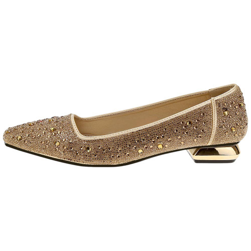 Lady Couture Fever Women's Gold Rhinestone Crystal Pointed Toe Dress Shoes