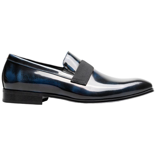 Florsheim Men's High Gloss Patent Leather Strap Navy Loafer Tux