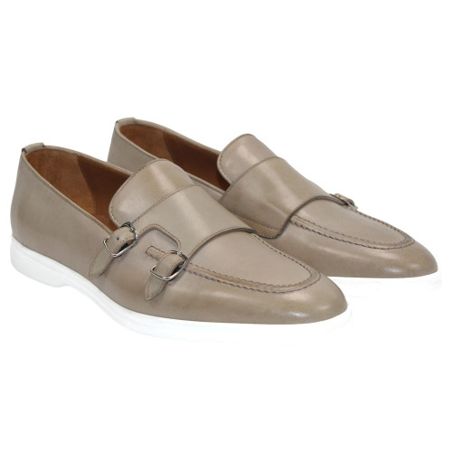 Duca Men's Rimini Beige Italian Calf Leather Slip-On Loafer