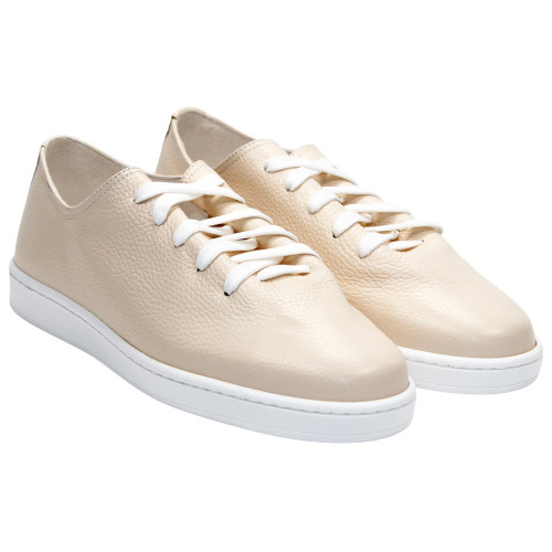 Men's latte luxury leather sneakers
