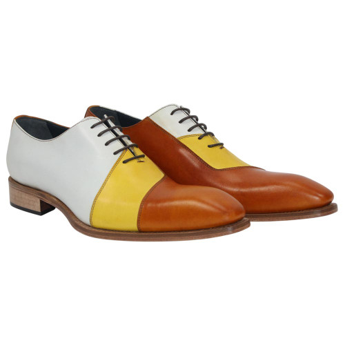 Men's Italian yellow spectator leather shoes