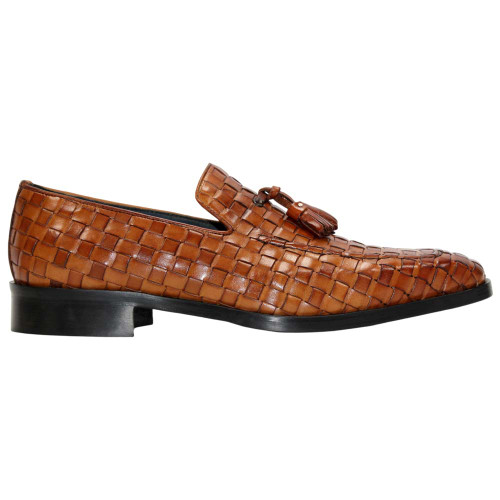 DUCA Tirrenea cognac woven leather loafers