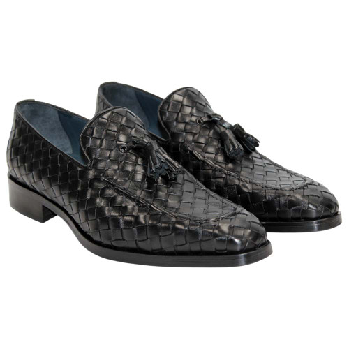 Men's black Italian tassel loafers by DUCA